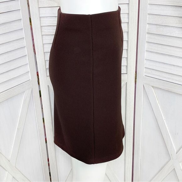 Reflections by Spiegel Vintage Ribbed Pull On Pencil Skirt Brown 4 - Picture 4 of 11